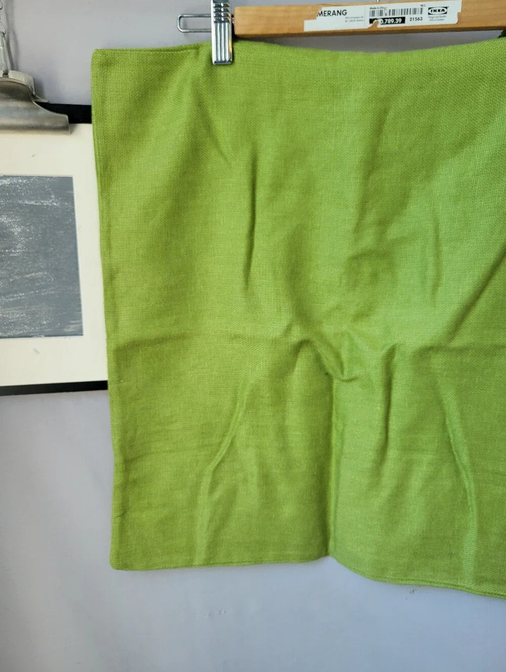 Pottery Barn Solid Linen Big Pearl Shell Button Throw Pillow Cover Green 20 x 20